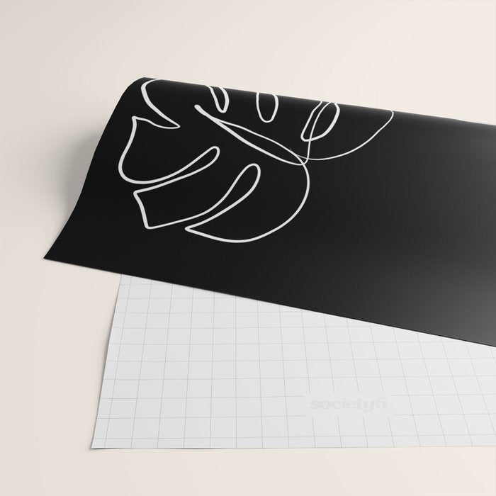Monstera minimal - black Wrapping Paper Gallery Image 2