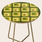 Retro 1970s Style Geometric Pattern in Gold Yellow and Avocado Green. Side Table Gallery Image 2