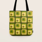 Retro 1970s Style Geometric Pattern in Gold Yellow and Avocado Green. Tote Bag Gallery Image 1