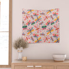 Happy and Colorful Butterflies Illustration Wall Tapestry Gallery Image 2