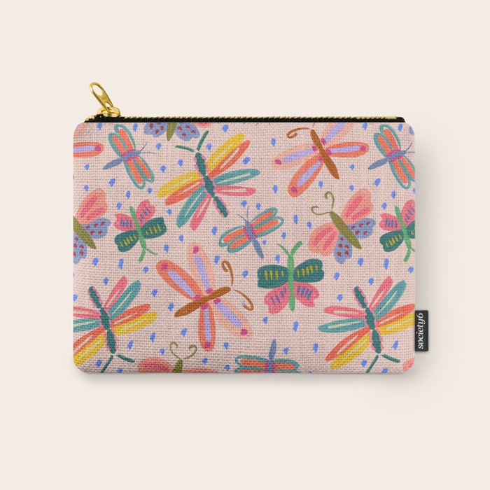 Happy and Colorful Butterflies Illustration Carry All Pouch Gallery Image 1
