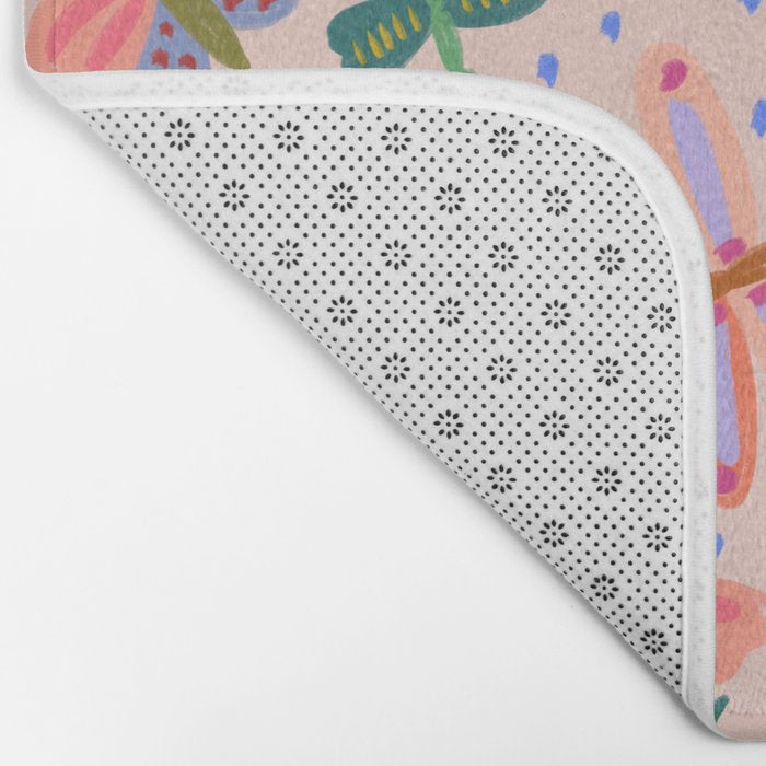 Happy and Colorful Butterflies Illustration Bath Mat Gallery Image 2