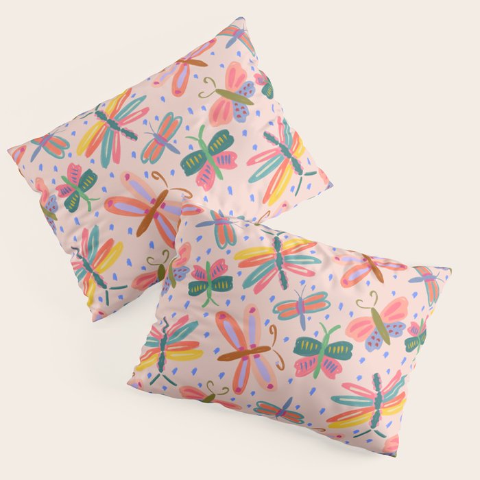 Happy and Colorful Butterflies Illustration Pillow Sham Gallery Image 1