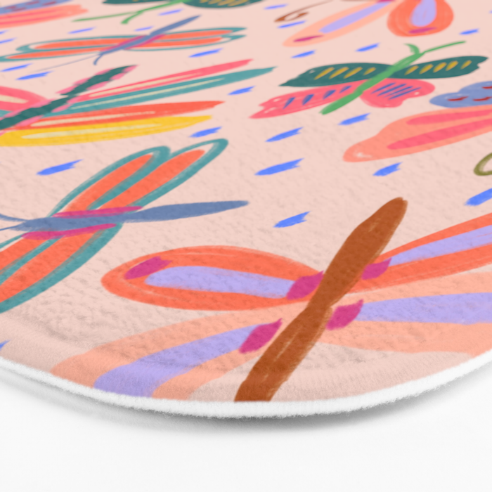 Happy and Colorful Butterflies Illustration Bath Mat Gallery Image 3