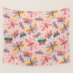 Happy and Colorful Butterflies Illustration Wall Tapestry Gallery Image 4