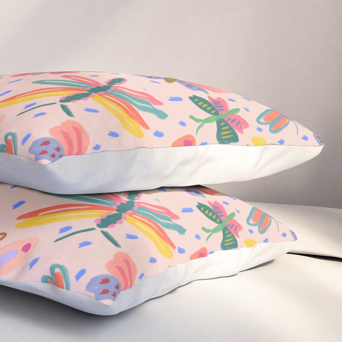 Happy and Colorful Butterflies Illustration Pillow Sham Gallery Image 3