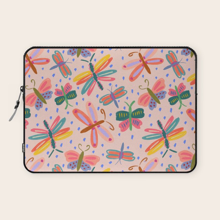 Happy and Colorful Butterflies Illustration Laptop Sleeve Gallery Image 1