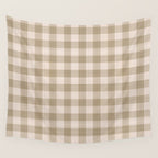 Traditional Beige Gingham Pattern Cabincore Style  Wall Tapestry Gallery Image 4