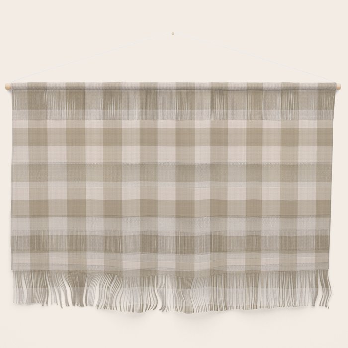 Traditional Beige Gingham Pattern Cabincore Style  Wall Hanging Gallery Image 1