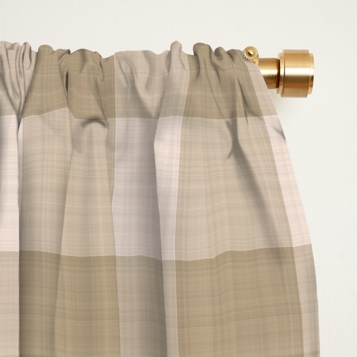 Traditional Beige Gingham Pattern Cabincore Style  Window Curtain Gallery Image 2