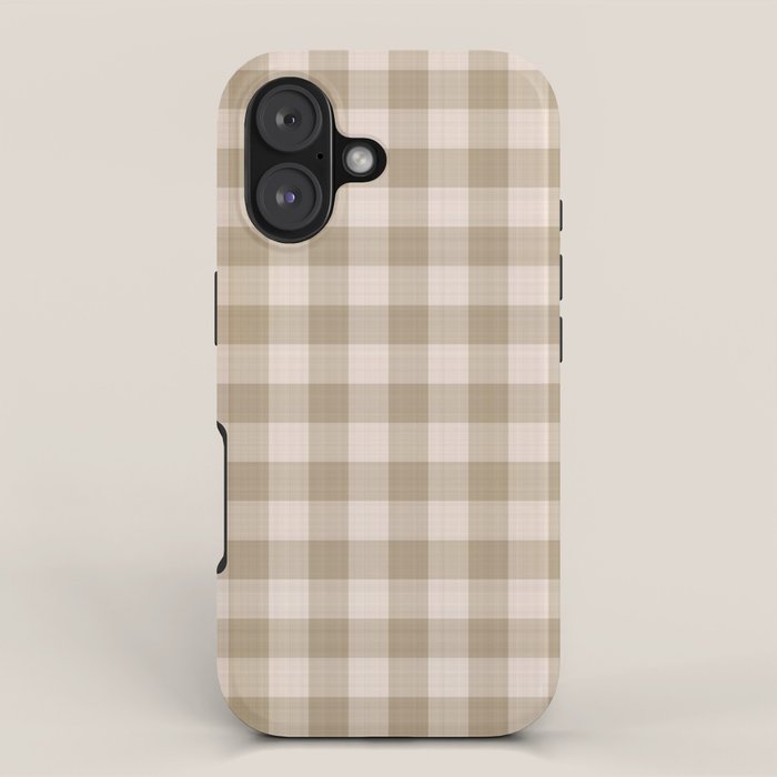 Traditional Beige Gingham Pattern Cabincore Style  iPhone Case Gallery Image 1