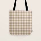 Traditional Beige Gingham Pattern Cabincore Style  Tote Bag Gallery Image 1