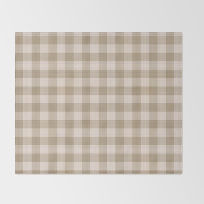 Traditional Beige Gingham Pattern Cabincore Style  Throw Blanket Gallery Image 2