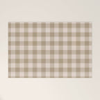 Traditional Beige Gingham Pattern Cabincore Style  Welcome Mat Gallery Image 1