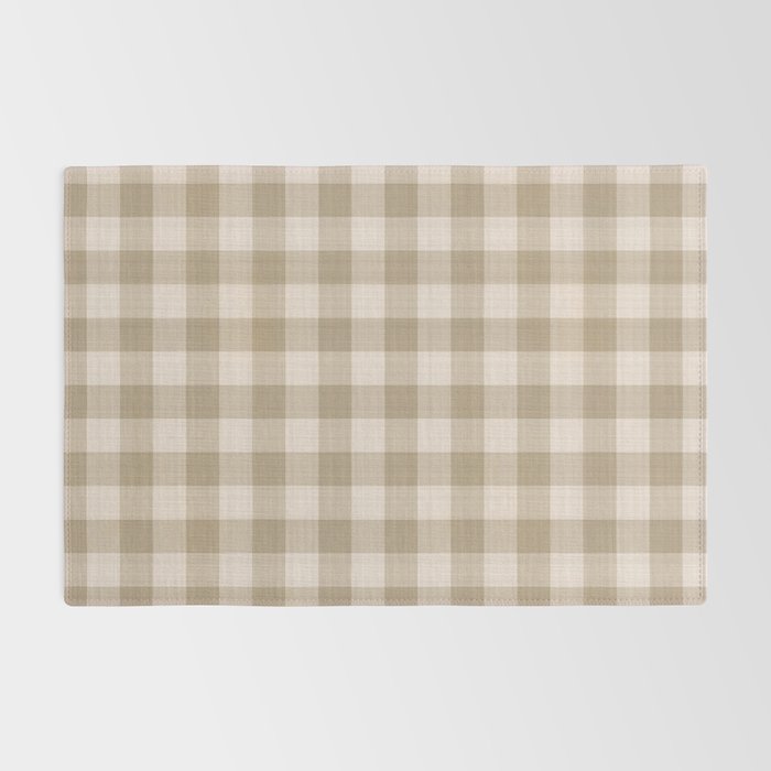 Traditional Beige Gingham Pattern Cabincore Style  Rug Gallery Image 2