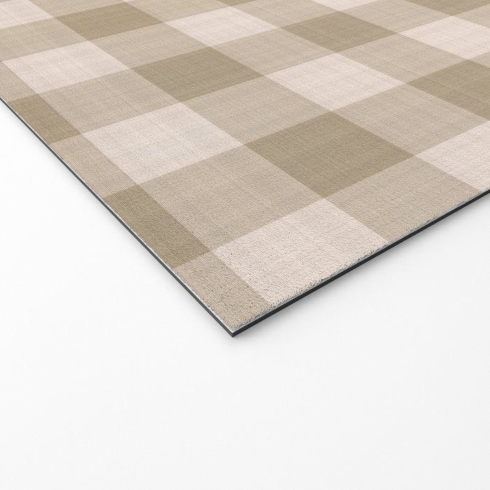 Traditional Beige Gingham Pattern Cabincore Style  Welcome Mat Gallery Image 2