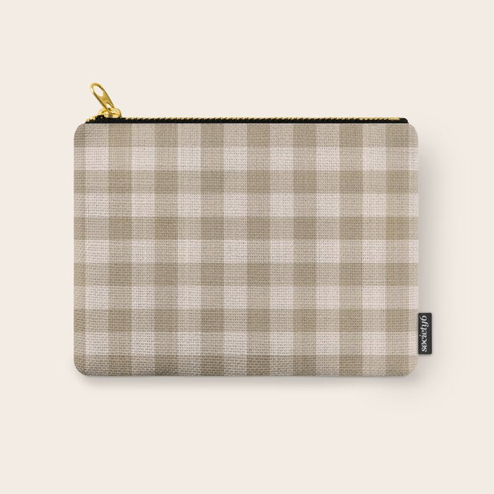 Traditional Beige Gingham Pattern Cabincore Style  Carry All Pouch Gallery Image 1