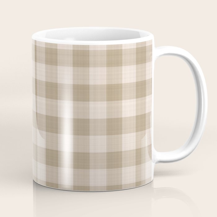 Traditional Beige Gingham Pattern Cabincore Style  Coffee Mug Gallery Image 1
