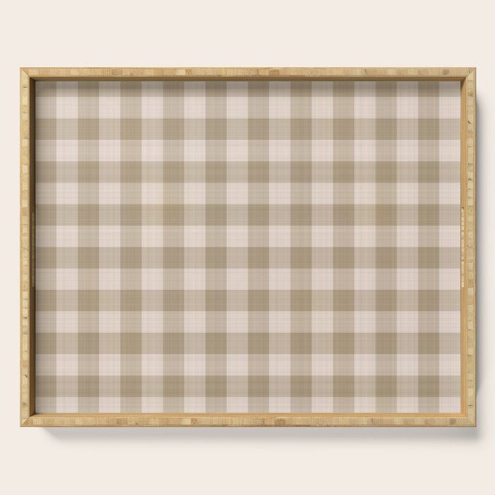Traditional Beige Gingham Pattern Cabincore Style  Serving Tray Gallery Image 1