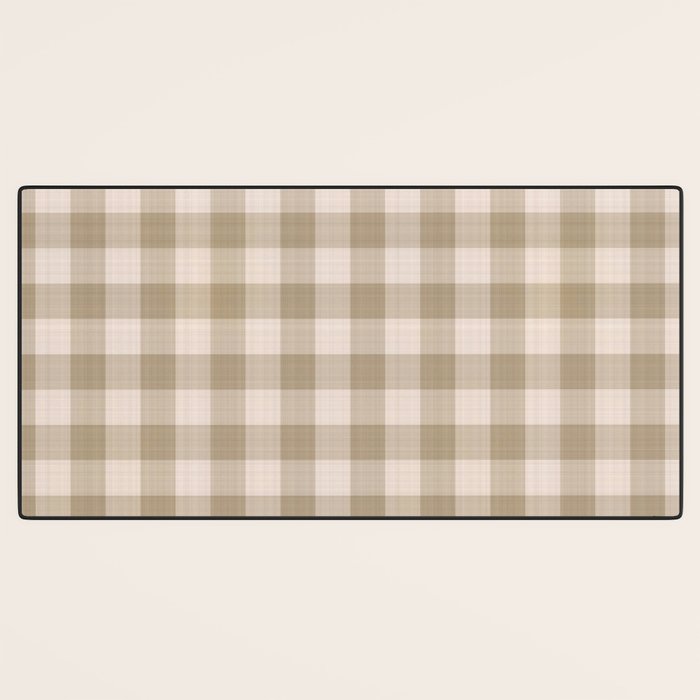 Traditional Beige Gingham Pattern Cabincore Style  Desk Mat Gallery Image 3