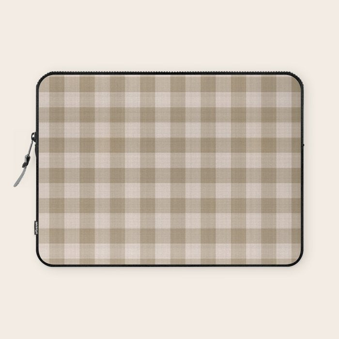 Traditional Beige Gingham Pattern Cabincore Style  Laptop Sleeve Gallery Image 1