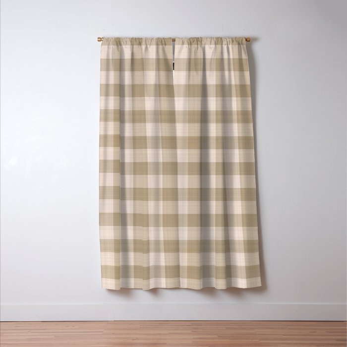 Traditional Beige Gingham Pattern Cabincore Style  Window Curtain Gallery Image 3