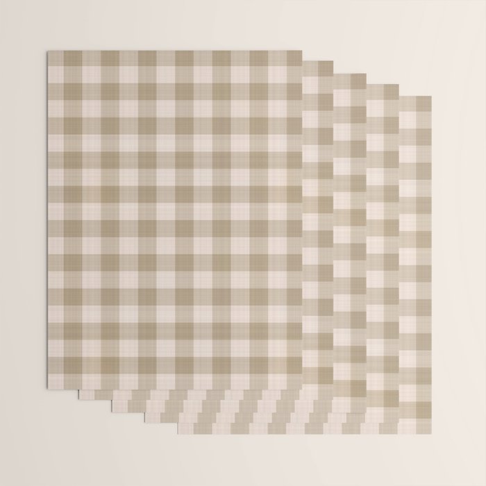Traditional Beige Gingham Pattern Cabincore Style  Wrapping Paper Gallery Image 3