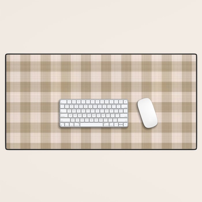 Traditional Beige Gingham Pattern Cabincore Style  Desk Mat Gallery Image 1