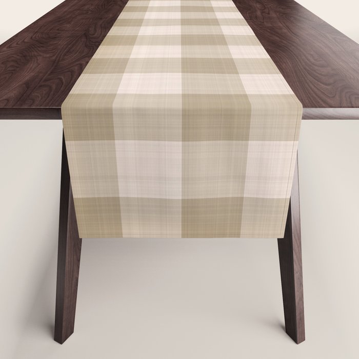 Traditional Beige Gingham Pattern Cabincore Style  Table Runner Gallery Image 1