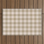 Traditional Beige Gingham Pattern Cabincore Style  Outdoor Rug Gallery Image 1
