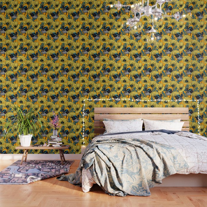 Fairy wren and poppies in yellow Wallpaper Gallery Image 1
