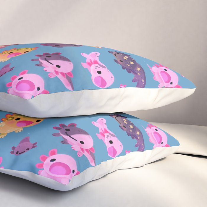Happy axolotl - blue Pillow Sham Gallery Image 3