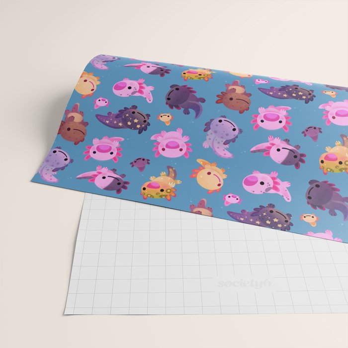Happy axolotl - blue Wrapping Paper Gallery Image 2