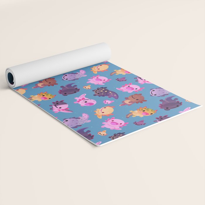 Happy axolotl - blue Yoga Mat Gallery Image 2