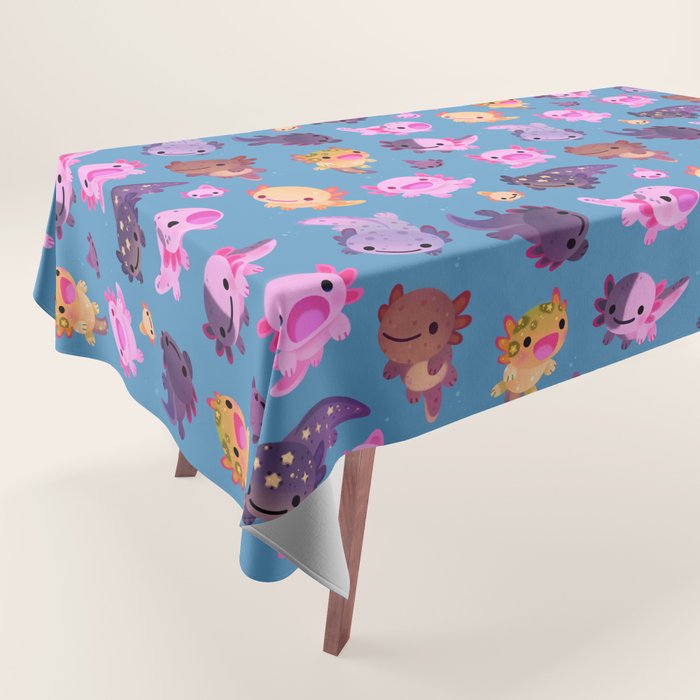 Happy axolotl - blue Tablecloth Gallery Image 1