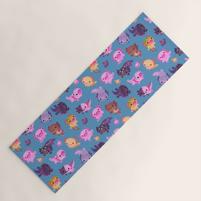 Happy axolotl - blue Yoga Mat Gallery Image 1