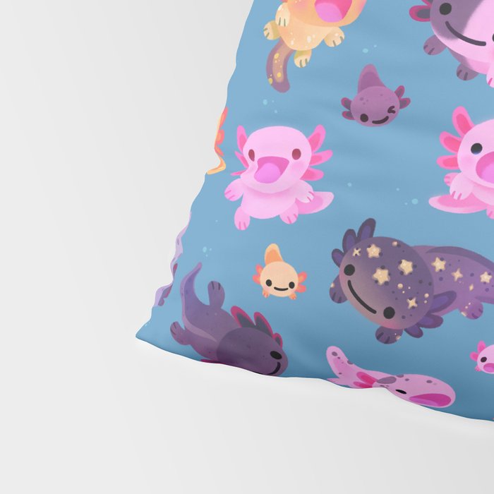 Happy axolotl - blue Pillow Sham Gallery Image 4
