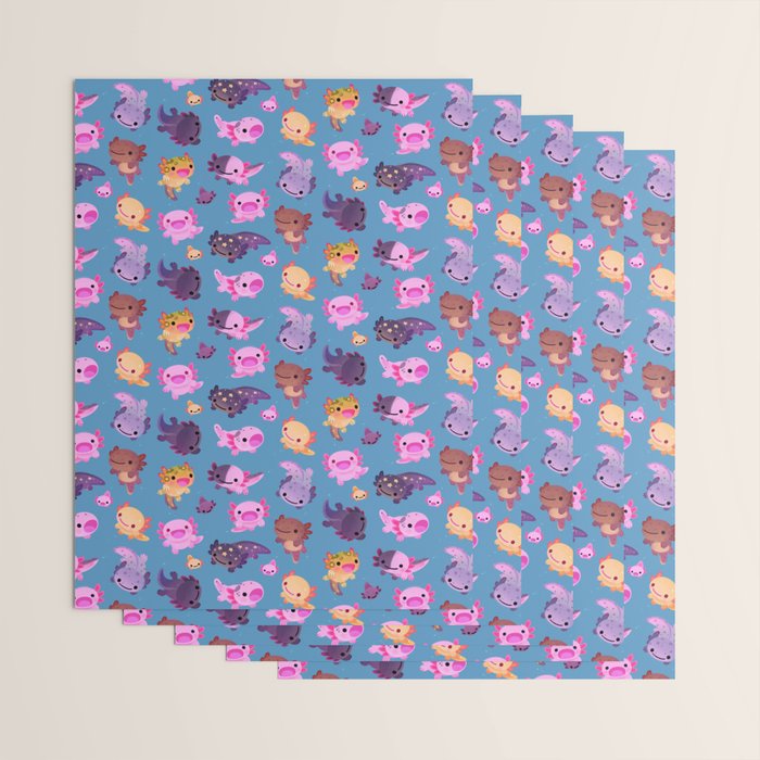 Happy axolotl - blue Wrapping Paper Gallery Image 3