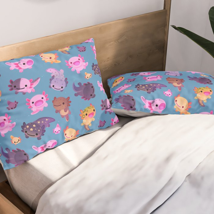 Happy axolotl - blue Pillow Sham Gallery Image 2