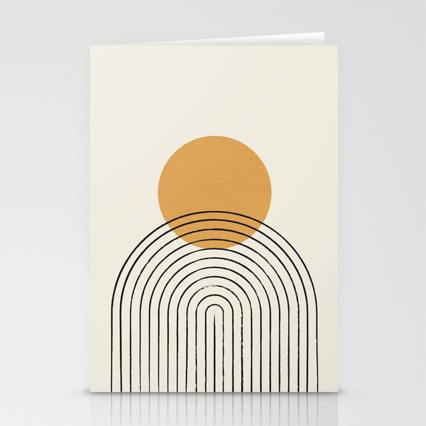 Gold Sun rainbow mid-century full Stationery Card Gallery Image 1