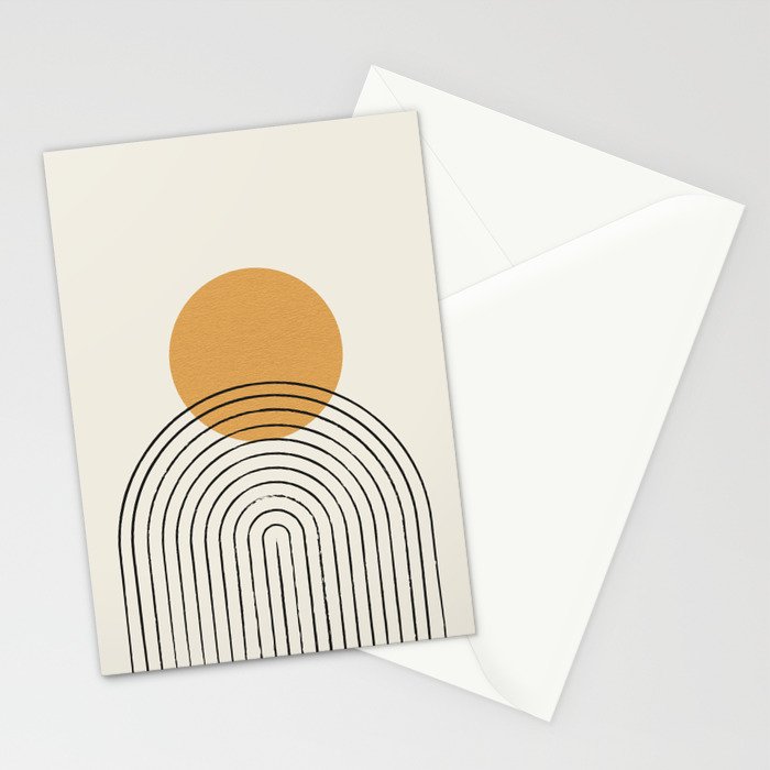 Gold Sun rainbow mid-century full Stationery Card Gallery Image 2