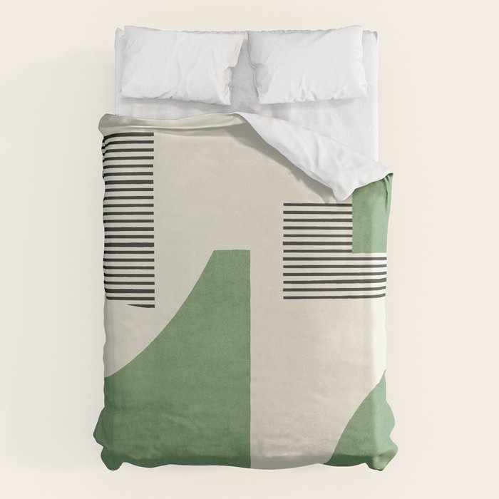 Abstract Lines Composition - Green Duvet Cover Gallery Image 6
