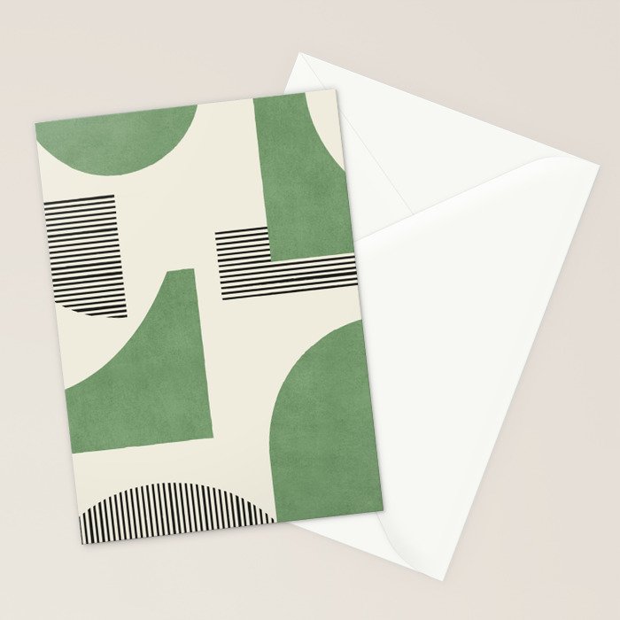 Abstract Lines Composition - Green Stationery Card Gallery Image 2