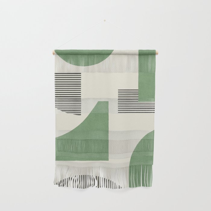 Abstract Lines Composition - Green Wall Hanging Gallery Image 1