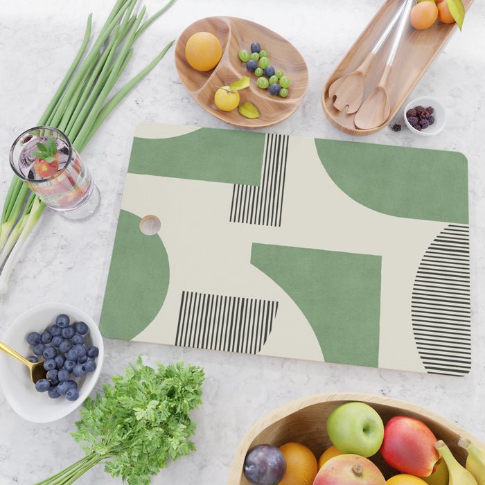 Abstract Lines Composition - Green Cutting Board Gallery Image 2