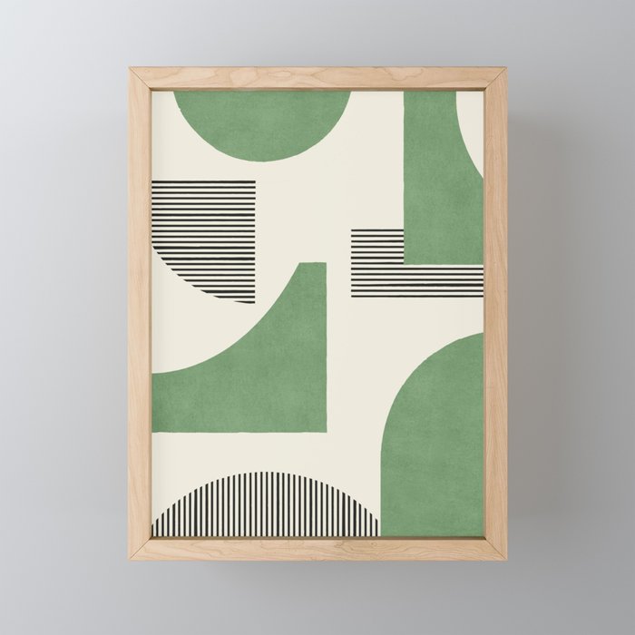 Abstract Lines Composition - Green Mini Art Print Gallery Image 1