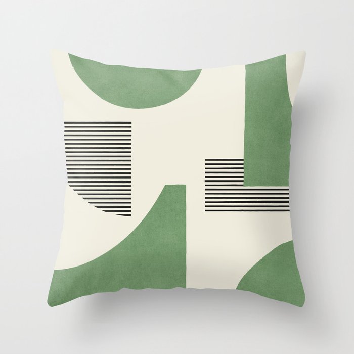 Abstract Lines Composition - Green Throw Pillow Gallery Image 6