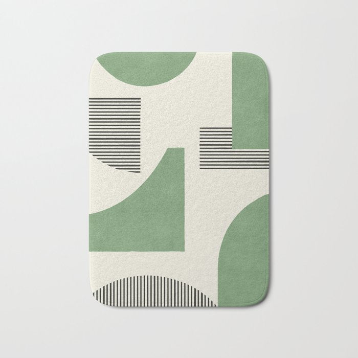Abstract Lines Composition - Green Bath Mat Gallery Image 1
