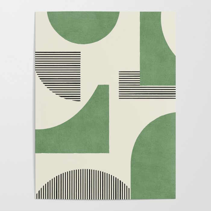 Abstract Lines Composition - Green Poster Gallery Image 4