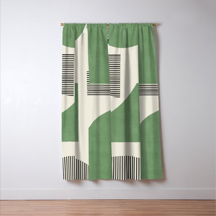 Abstract Lines Composition - Green Window Curtain Gallery Image 3